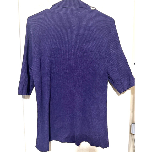 Coldwater Creek Silk Knit Sweater Purple Turtleneck short sleeves ribbed sz M - Picture 5 of 5